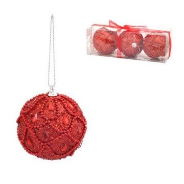 Комплект коледни топки Casa Interior, Червени, 5 бр