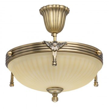 Плафон MW-Light Classic, Метал / Стъкло, Цвят Месинг / Бял