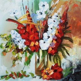 Картина Casa Interior, Ваза с цветя Гладиоли, 60/60 см